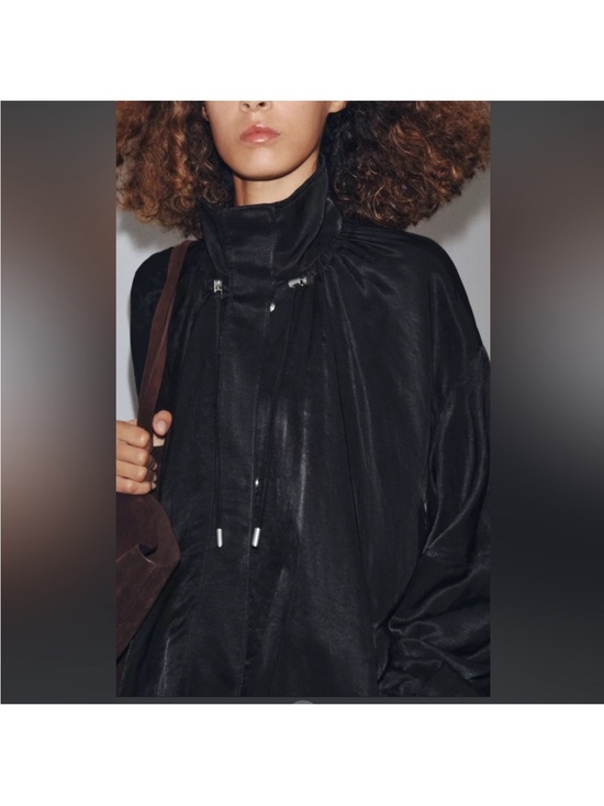 Zara Jackets & Blazers - Black High-Neck Drawstring Jacket - Women Zara